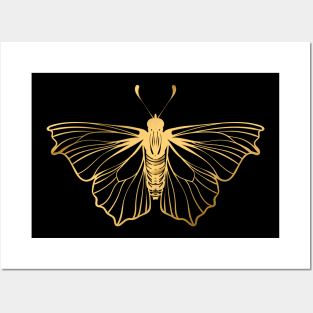 gold butterfly Posters and Art